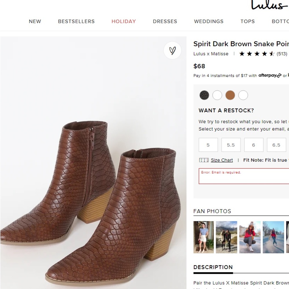 NWT, Lulu’s brown crocodile skin booties, size 8.5